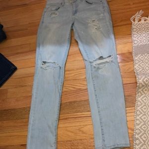 Light wash distressed American eagle jeans
